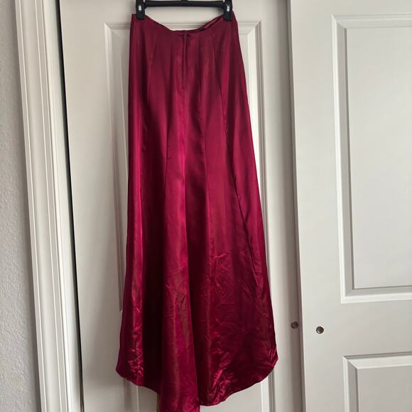 Vintage 90s Zum Zum Satin Maxi Skirt Jewel Tone Red/Pink Formal Small Whimsical - Picture 2 of 13